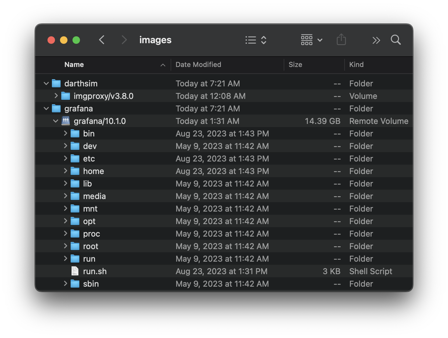 Container image contents in Finder