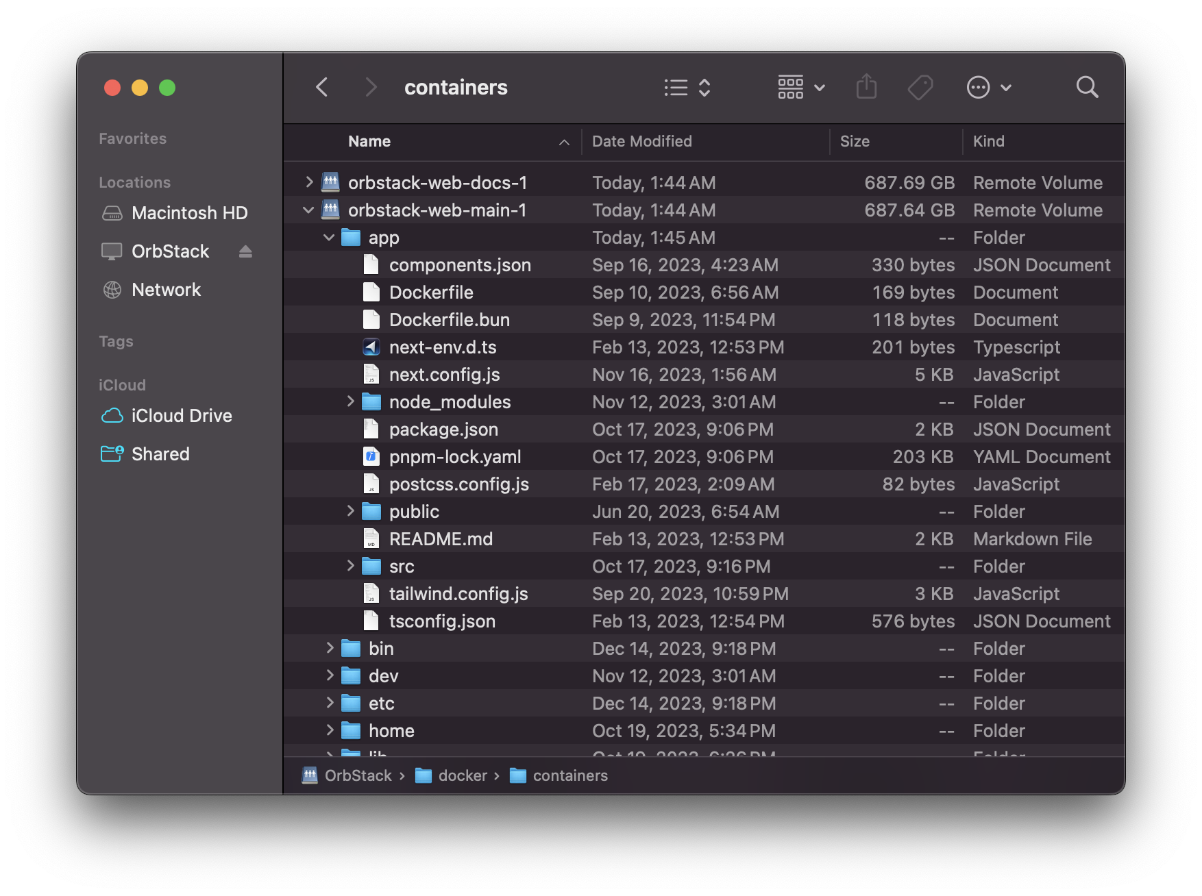Container files in Finder